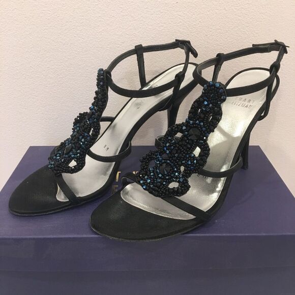 Stuart Weitzman Caviar Black Swarovski Heels - Picture 7 of 8